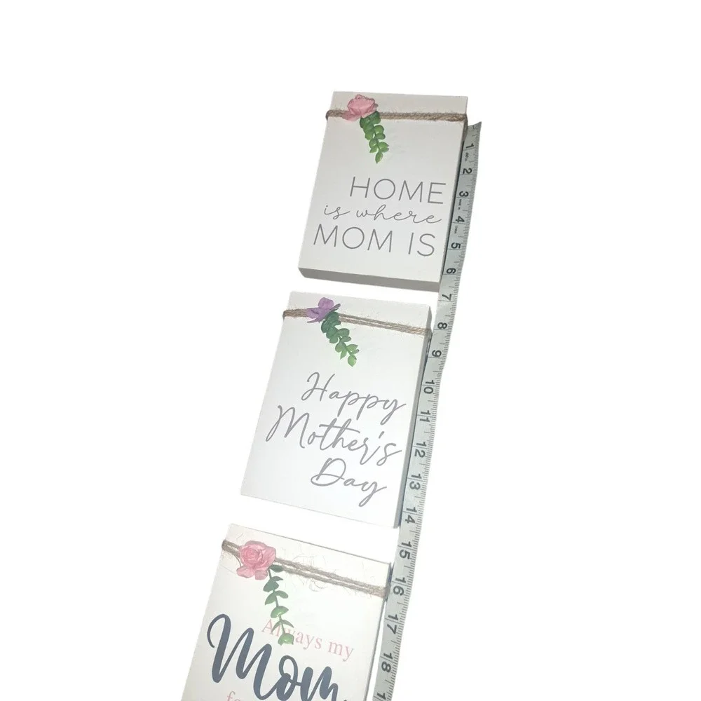 NIB- Mothers Day All year Long SET of Painted Wood Box Wall Hanging Decor